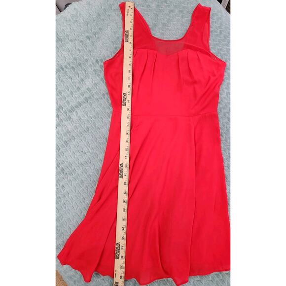 Express Sleeveless Cherry Red V-Back Skater Dress Size 6 - Picture 7 of 11